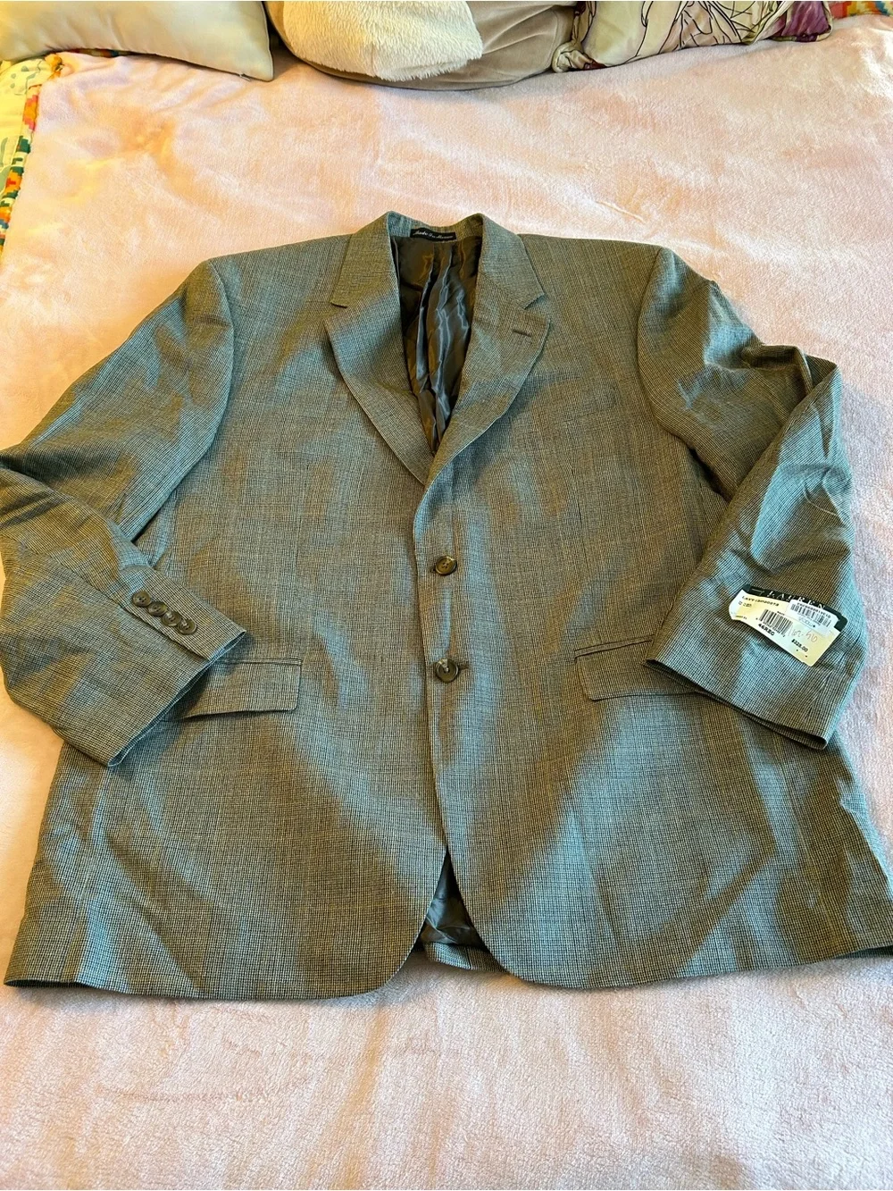 Lauren Ralph Lauren silk/wool blend men’s gray puppytooth print blazer size 46R
